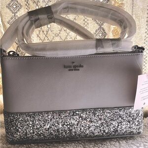 Kate Spade Gray and Silver Glitter Tote Bag